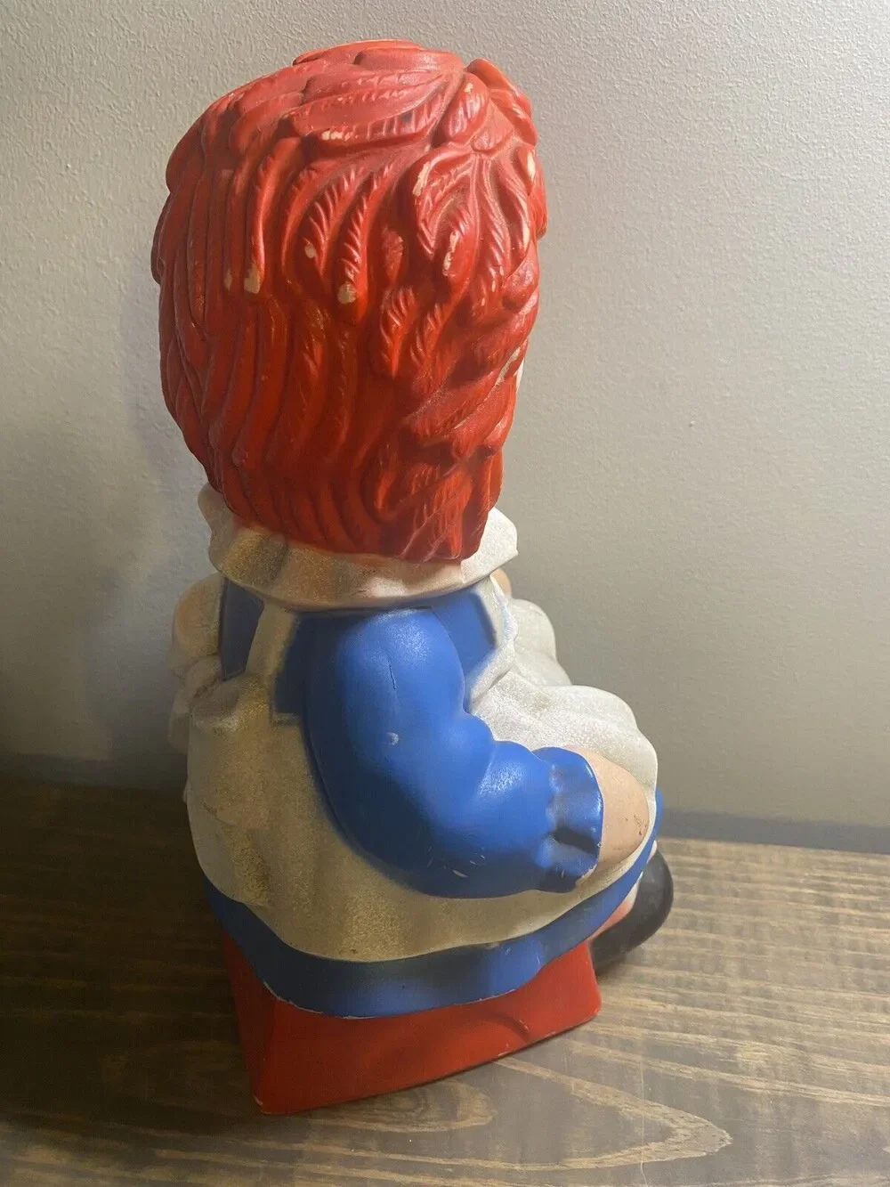 Vintage 1972 RAGGEDY ANN Plastic Piggy Bank BOBBS MERRILL MY TOY CO. Large 10.5
